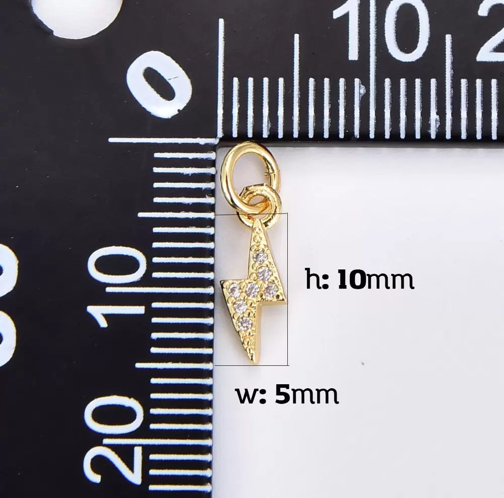 18K Gold Filled Dainty Lightning Charm Pendant, CP1197