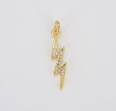 18K Gold Filled Dainty Lightning Charm Pendant, CP1197