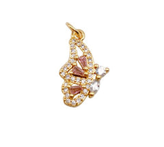 24K Gold Filled Pink Mariposa Butterfly Charm Micro Pave CZ Butterfly Charm Cubic Pendant for Necklace Component Real Gold Plated Tarnish Free, CP1202