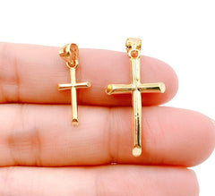 18K Gold Filled Simple Classic Cross Charm, CP1204