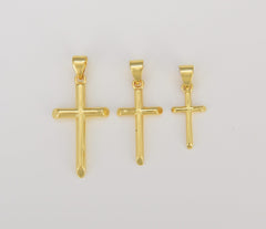 18K Gold Filled Simple Classic Cross Charm, CP1204