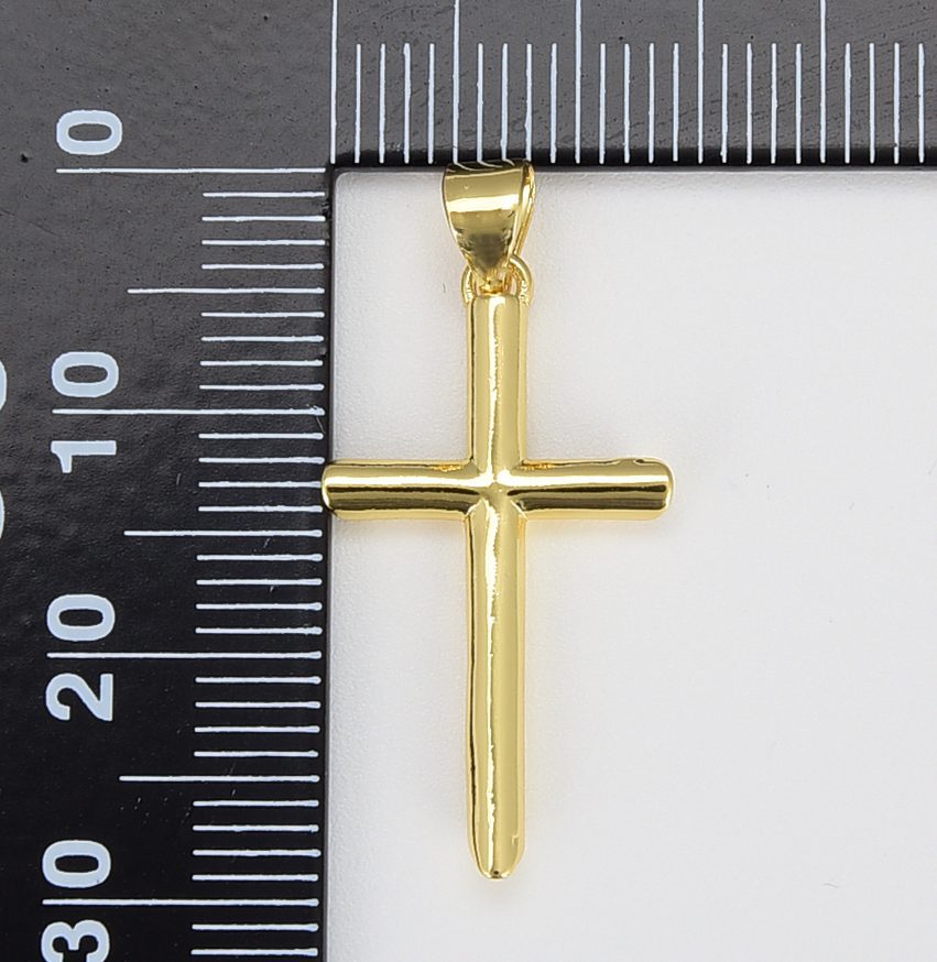 18K Gold Filled Simple Classic Cross Charm, CP1204