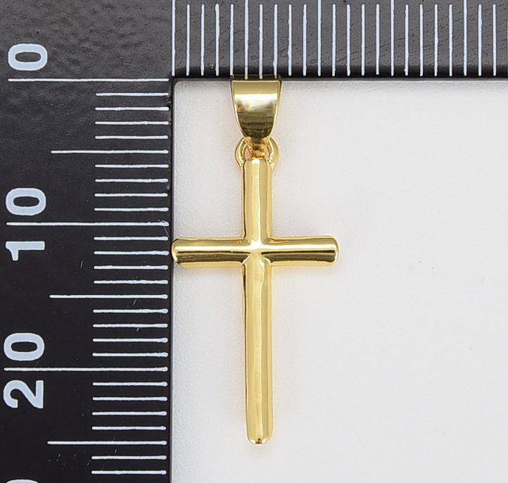 18K Gold Filled Simple Classic Cross Charm, CP1204