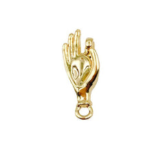 24K Gold Filled Okay Hand Symbol Charm, Unique OK Sign For Necklace Pendant Bracelet Earring Charm Jewelry Making, Hand Charm, 6mm, CP1207