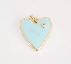 14K Gold Filled Enamel Heart Pendant for Necklace Earring Component Supply, White Black Light Blue Pink Enamel heart charms,18x12mm CP1211