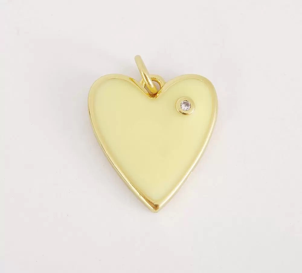 14K Gold Filled Enamel Heart Pendant for Necklace Earring Component Supply, White Black Light Blue Pink Enamel heart charms,18x12mm CP1211