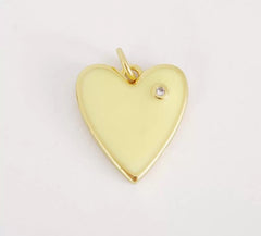 14K Gold Filled Enamel Heart Pendant for Necklace Earring Component Supply, White Black Light Blue Pink Enamel heart charms,18x12mm CP1211