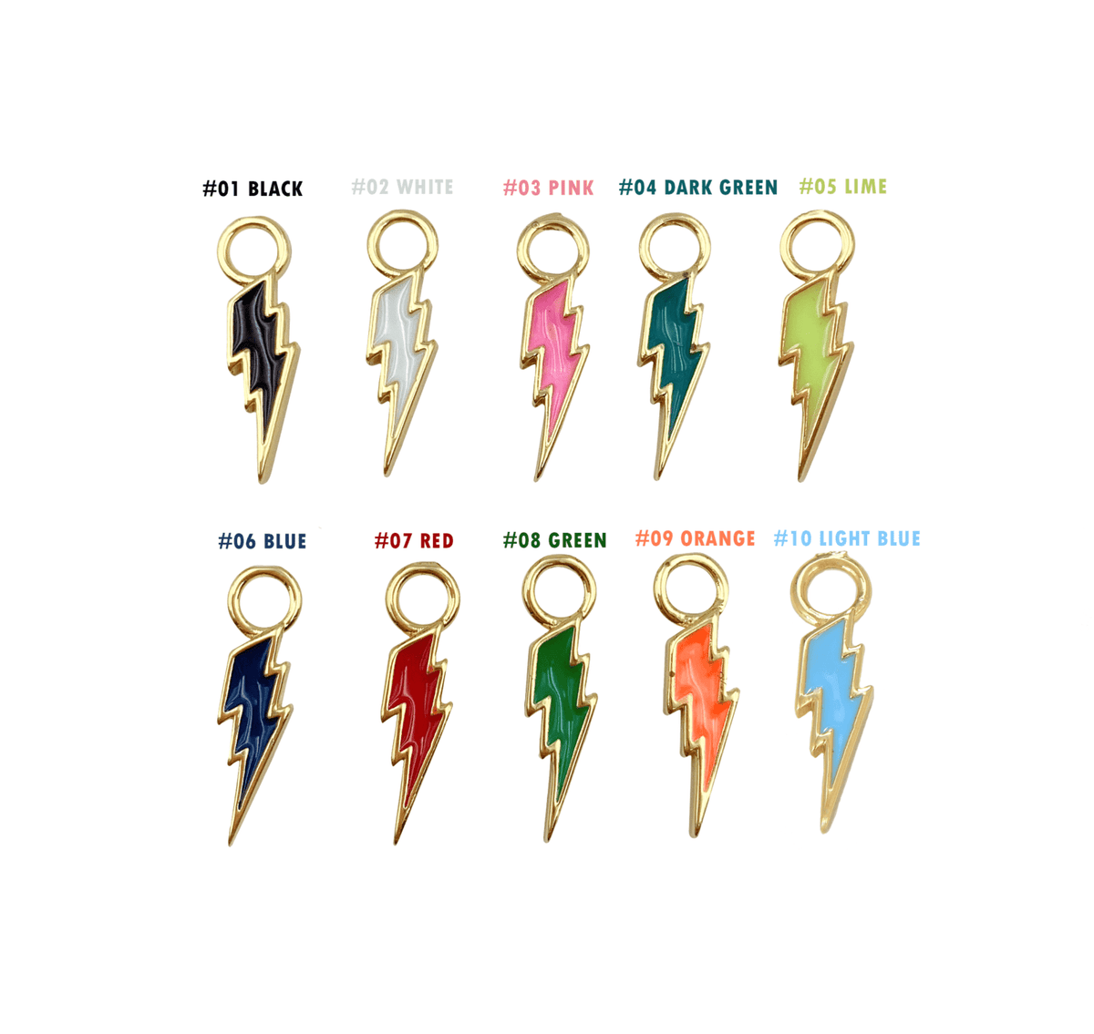 14K Gold Filled Bolt Enamel Thunder Lightning Charm Sign Pendant Different Colors Bolt Charm 18x5mm CP1212