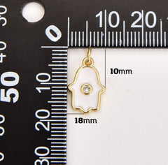 14K Gold Filled Hamsa Hand Charm Pendant Center Cubic Zirconia Pave DIY Jewelry Making, CP1217