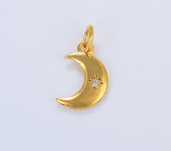 18K Gold Filled Crescent Moon Charm Pendant for DIY Jewelry Making 12x8mm CP1218