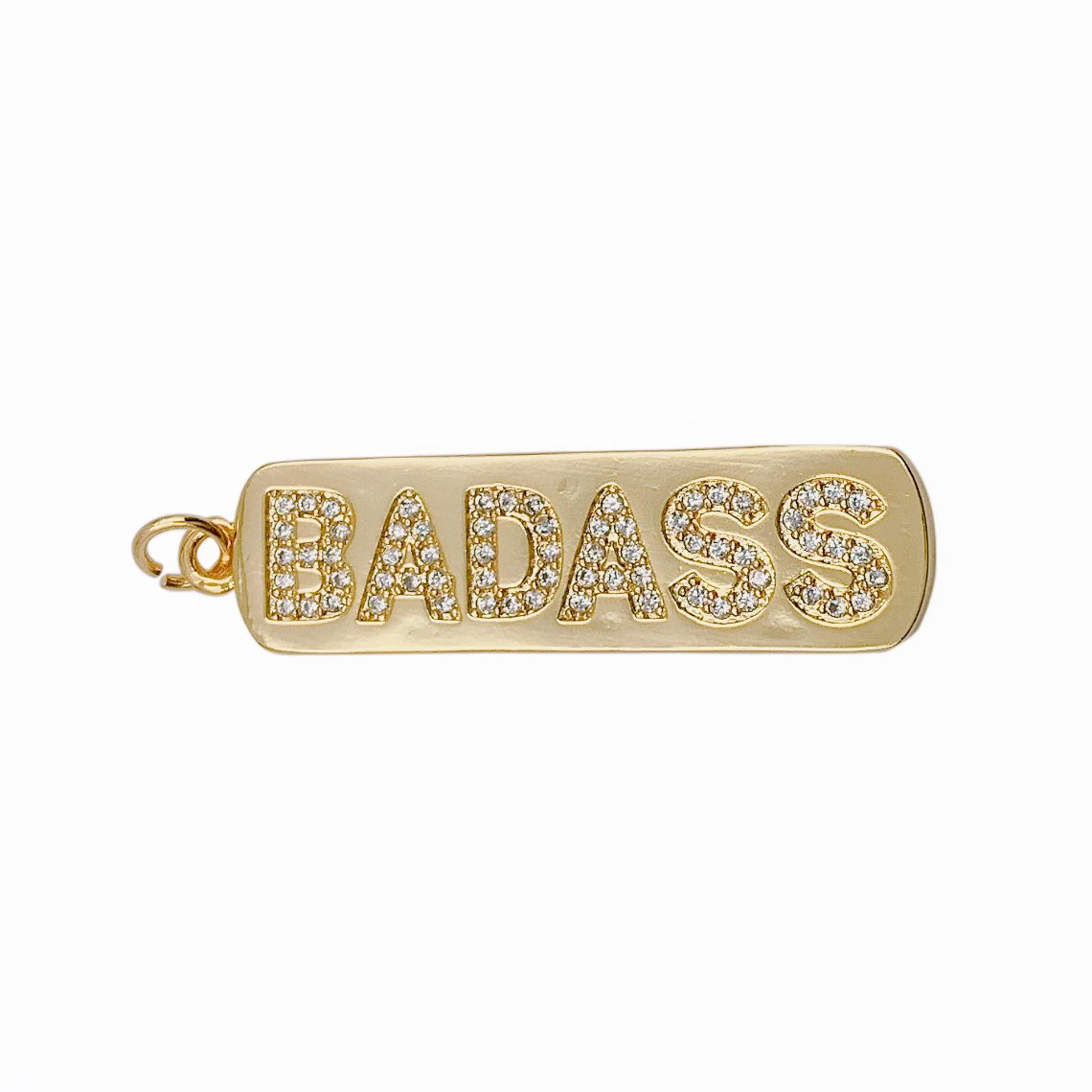 14K Gold Filled Micro Pave Badass Word Charm, CP1221