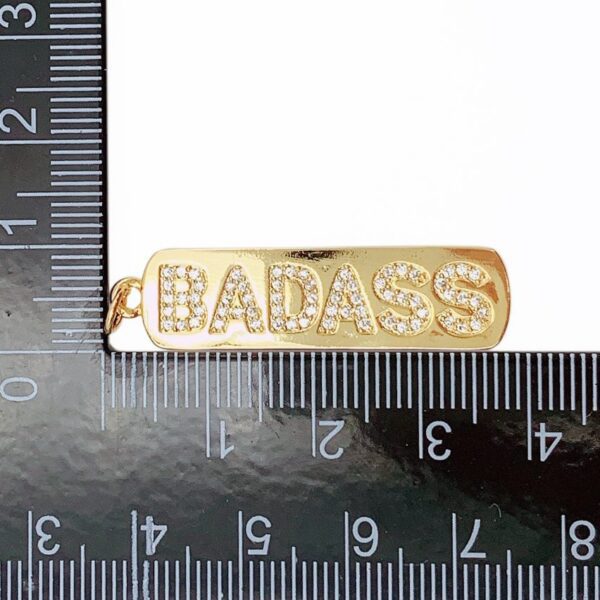 14K Gold Filled Micro Pave Badass Word Charm, CP1221