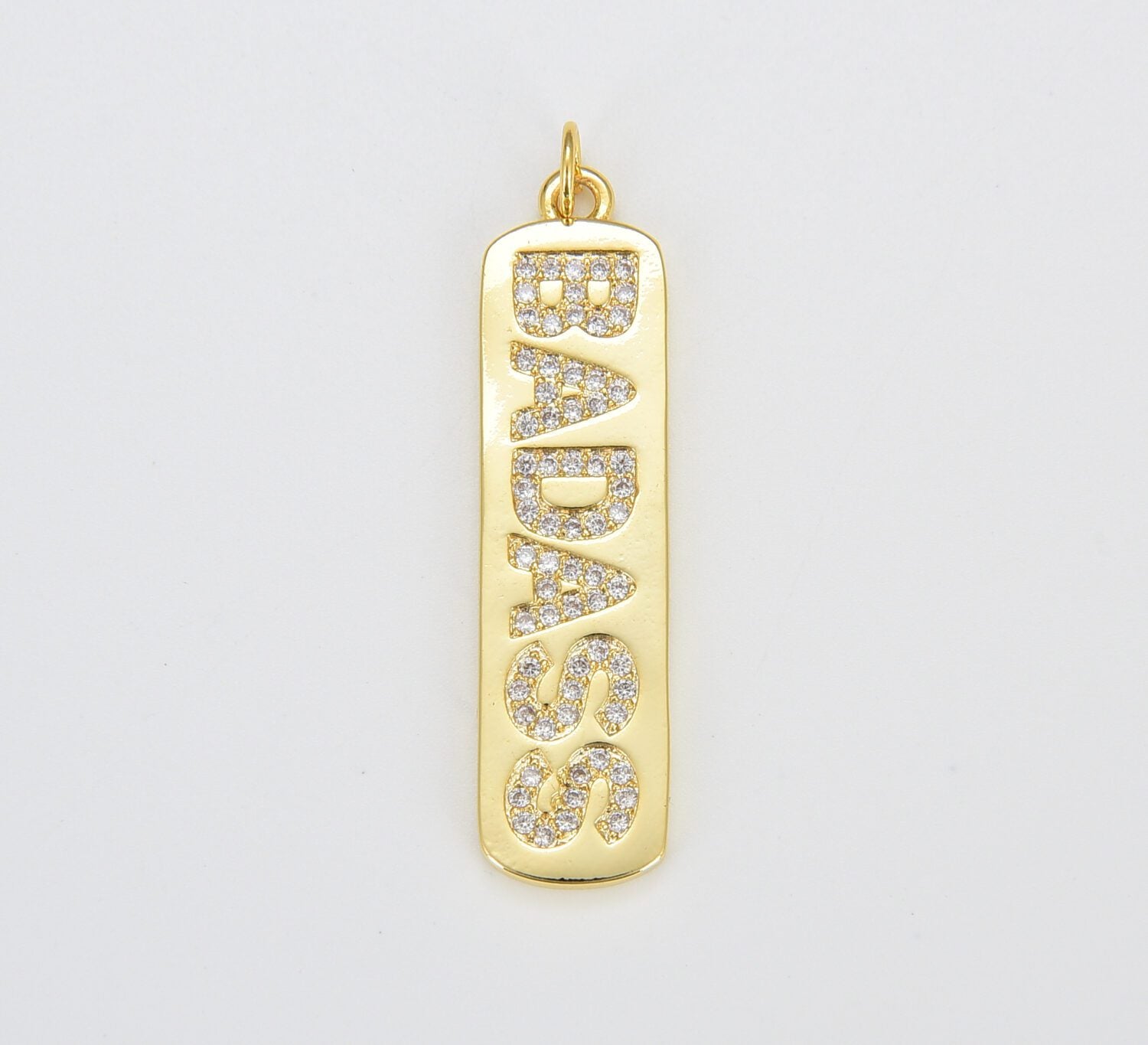 14K Gold Filled Micro Pave Badass Word Charm, CP1221