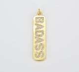 14K Gold Filled Micro Pave Badass Word Charm, CP1221