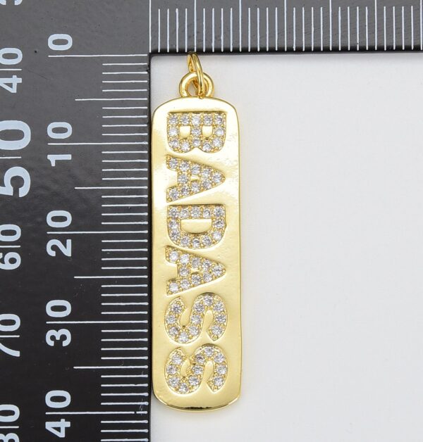 14K Gold Filled Micro Pave Badass Word Charm, CP1221