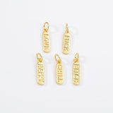 18K Gold Filled Dainty Mom Love Happy Fuck Words Pill Bar Charm Pendant, CP1224
