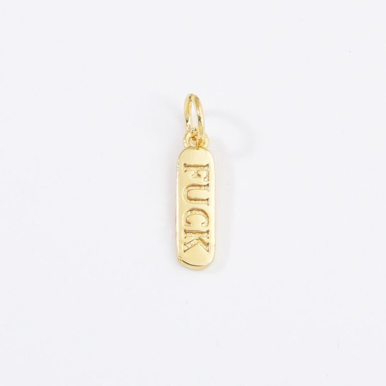 18K Gold Filled Dainty Mom Love Happy Fuck Words Pill Bar Charm Pendant, CP1224