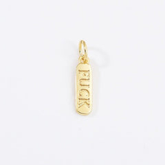 18K Gold Filled Dainty Mom Love Happy Fuck Words Pill Bar Charm Pendant, CP1224