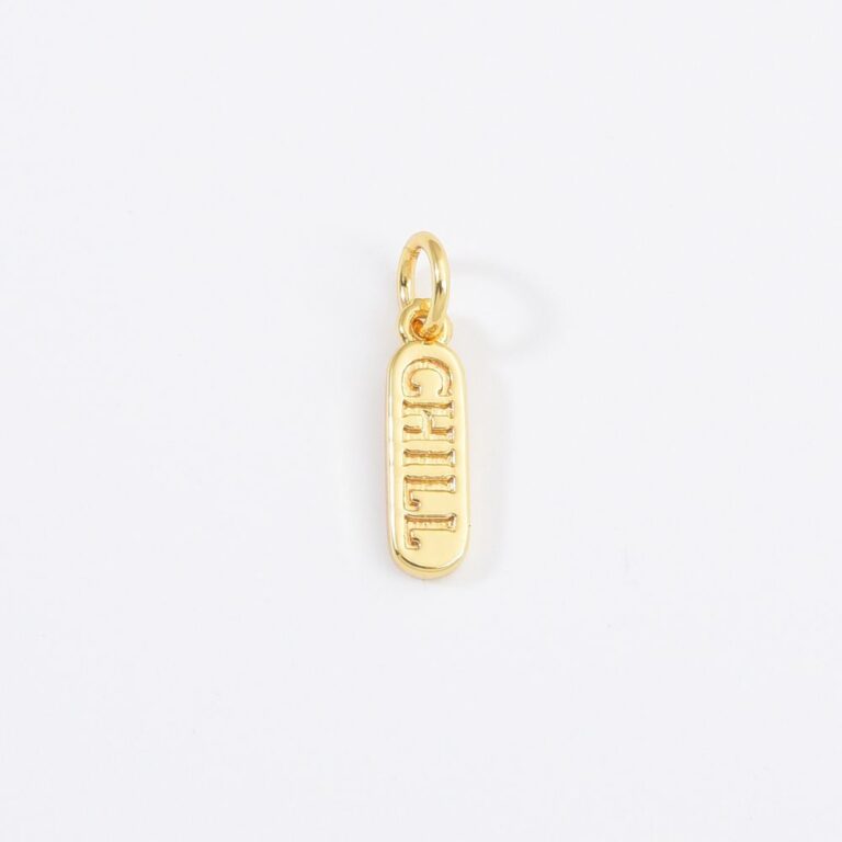 18K Gold Filled Dainty Mom Love Happy Fuck Words Pill Bar Charm Pendant, CP1224