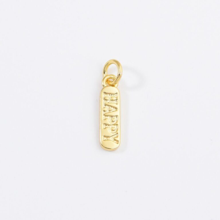 18K Gold Filled Dainty Mom Love Happy Fuck Words Pill Bar Charm Pendant, CP1224