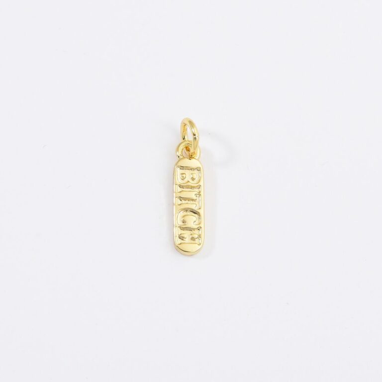 18K Gold Filled Dainty Mom Love Happy Fuck Words Pill Bar Charm Pendant, CP1224