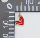 18K Gold Filled Cute Enamel Heart Charm Over Brass, Turquoise White Red Back Pink Heart Charm, Enamel Hearts, Heart Charm, 10mm, CP1225