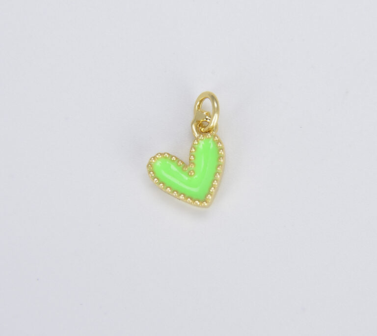 18K Gold Filled Cute Enamel Heart Charm Over Brass, Turquoise White Red Back Pink Heart Charm, Enamel Hearts, Heart Charm, 10mm, CP1225