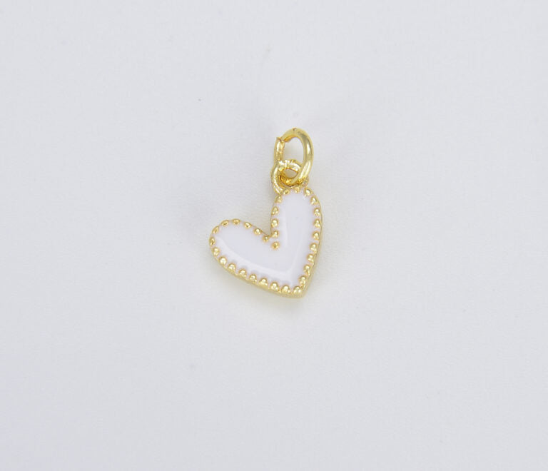 18K Gold Filled Cute Enamel Heart Charm Over Brass, Turquoise White Red Back Pink Heart Charm, Enamel Hearts, Heart Charm, 10mm, CP1225