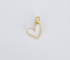 18K Gold Filled Cute Enamel Heart Charm Over Brass, Turquoise White Red Back Pink Heart Charm, Enamel Hearts, Heart Charm, 10mm, CP1225