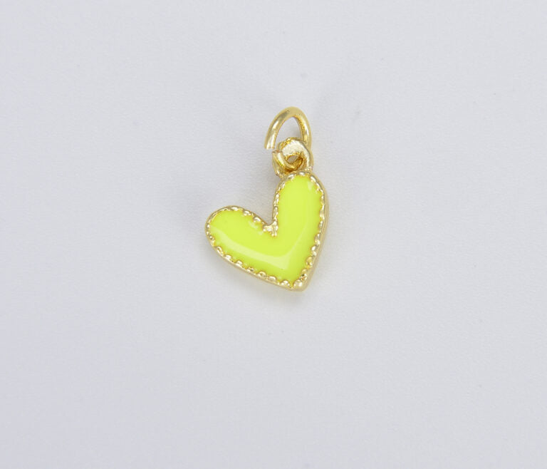 18K Gold Filled Cute Enamel Heart Charm Over Brass, Turquoise White Red Back Pink Heart Charm, Enamel Hearts, Heart Charm, 10mm, CP1225