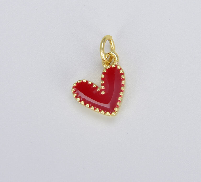 18K Gold Filled Cute Enamel Heart Charm Over Brass, Turquoise White Red Back Pink Heart Charm, Enamel Hearts, Heart Charm, 10mm, CP1225