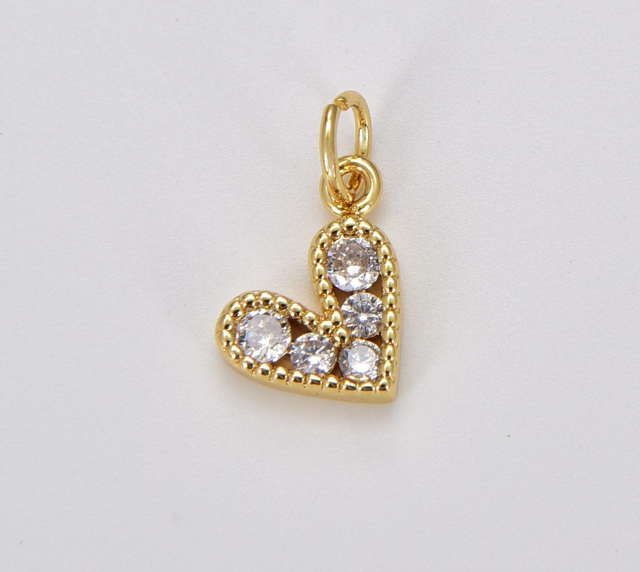 18K Gold Filled Tiny Heart Charm Pendant, Cubic Micro Pave Charm for bracelet Earring Necklace Component, 14x9mm, CP1226