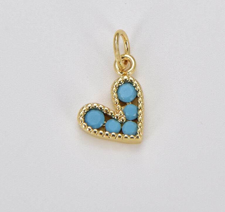 18K Gold Filled Tiny Heart Charm Pendant, Cubic Micro Pave Charm for bracelet Earring Necklace Component, 14x9mm, CP1226