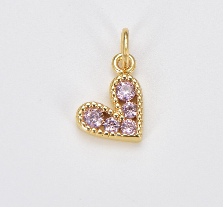 18K Gold Filled Tiny Heart Charm Pendant, Cubic Micro Pave Charm for bracelet Earring Necklace Component, 14x9mm, CP1226