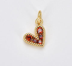 18K Gold Filled Tiny Heart Charm Pendant, Cubic Micro Pave Charm for bracelet Earring Necklace Component, 14x9mm, CP1226