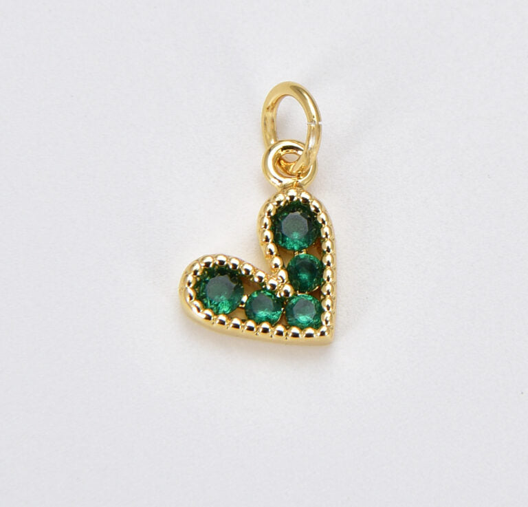 18K Gold Filled Tiny Heart Charm Pendant, Cubic Micro Pave Charm for bracelet Earring Necklace Component, 14x9mm, CP1226