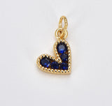 18K Gold Filled Tiny Heart Charm Pendant, Cubic Micro Pave Charm for bracelet Earring Necklace Component, 14x9mm, CP1226