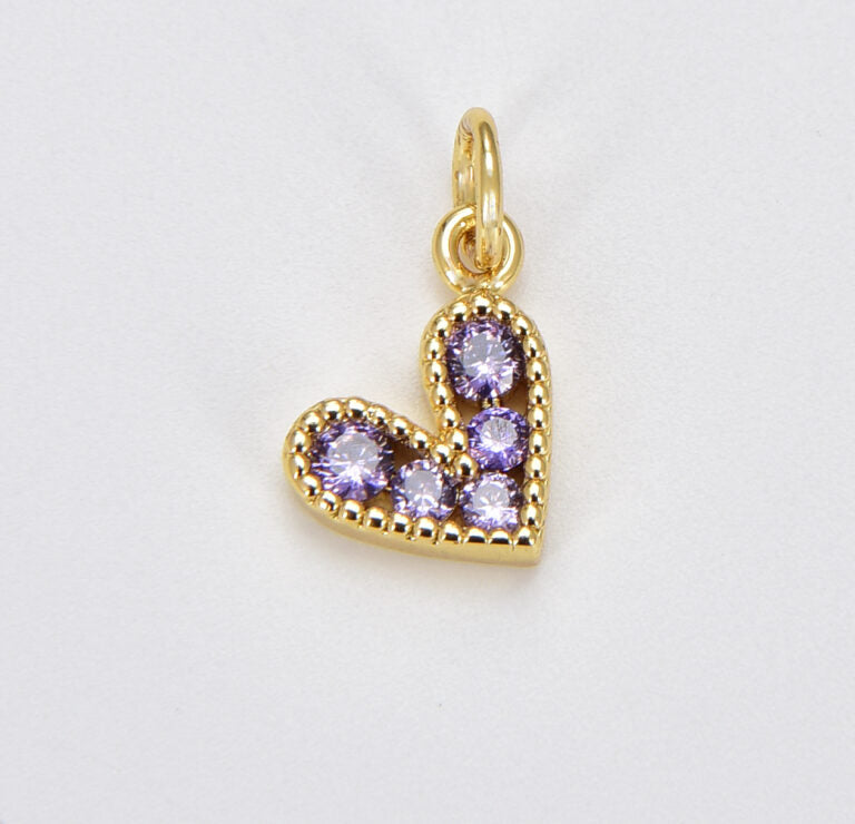 18K Gold Filled Tiny Heart Charm Pendant, Cubic Micro Pave Charm for bracelet Earring Necklace Component, 14x9mm, CP1226