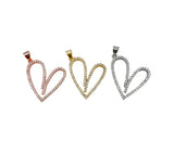 18K Gold Filled Large Heart Shape Pendant, Heart Charm, Heart Pave Pendant, 25x25mm, CP1227
