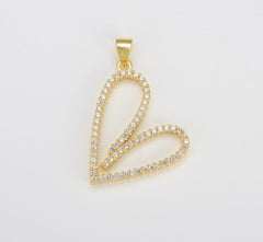 18K Gold Filled Large Heart Shape Pendant, Heart Charm, Heart Pave Pendant, 25x25mm, CP1227