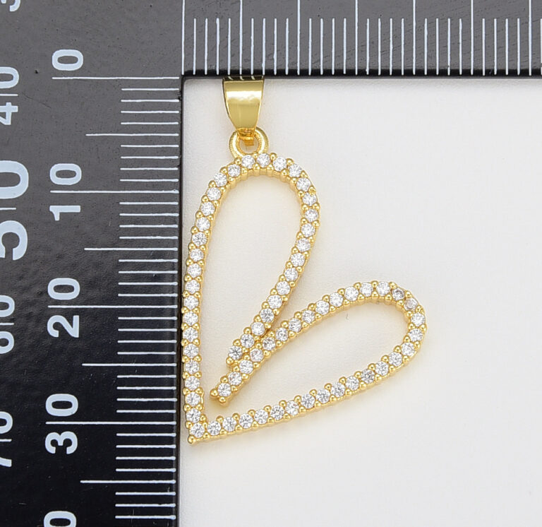 18K Gold Filled Large Heart Shape Pendant, Heart Charm, Heart Pave Pendant, 25x25mm, CP1227