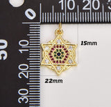 24K Gold Filled Celestial Cubic Star Of David Charm Gold Charm Pendant, Gold Filled CZ Charm Pendant, Cubic Zirconia Star Necklace Charm, CP1234