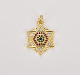 24K Gold Filled Celestial Cubic Star Of David Charm Gold Charm Pendant, Gold Filled CZ Charm Pendant, Cubic Zirconia Star Necklace Charm, CP1234