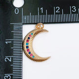 24K Gold Filled Colorful Cubic Zirconia Crescent Charm, Small Crescent Charm, Gold Moon Charm Celestial Jewelry making for Necklace Bracelet Charm, CP1237