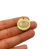 18K Gold Filled Evil Eye Medallion Coin, CP1240