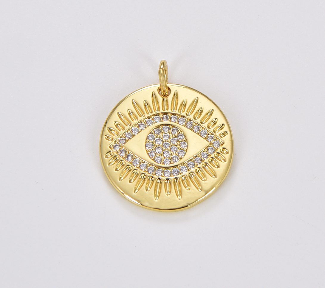 18K Gold Filled Evil Eye Medallion Coin, CP1240