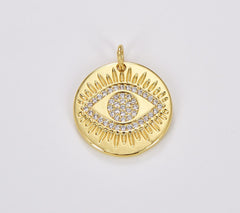 18K Gold Filled Evil Eye Medallion Coin, CP1240