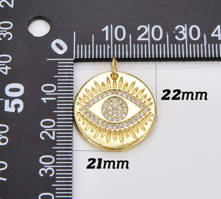 18K Gold Filled Evil Eye Medallion Coin, CP1240