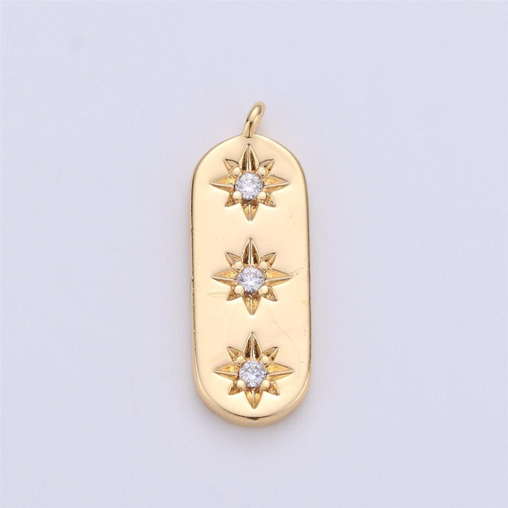 14K Gold Filled Dainty Triple Star Charm, CP1243