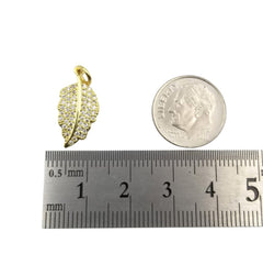 14K Gold Filled Micro Pave CZ Leaf Pendant Charm, Micro Pave CZ Leaf Pendant Charm, Gold Filled Pendant, For DIY Jewelry, 20x10mm, CP1246